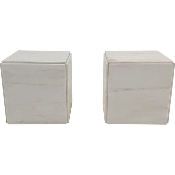 Image 1 of Pair of vintage marble side tables, Italy 1980s