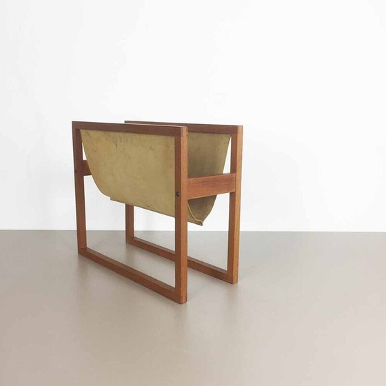 Image 1 of Danish Sika Mobler magazine rack in teak and leather by Kai KRISTIANSEN - 1960s