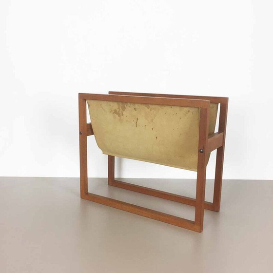 Image 1 of Danish Sika Mobler magazine rack in teak and leather by Kai KRISTIANSEN - 1960s