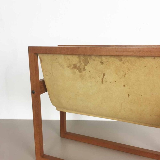 Image 1 of Danish Sika Mobler magazine rack in teak and leather by Kai KRISTIANSEN - 1960s