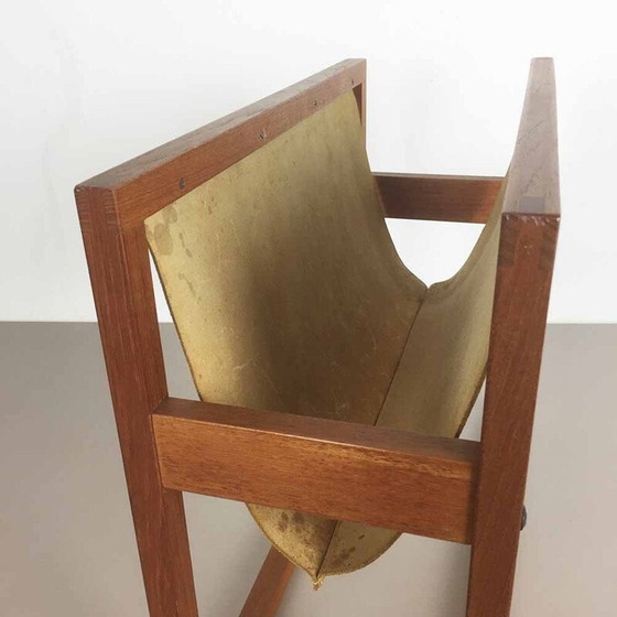 Image 1 of Danish Sika Mobler magazine rack in teak and leather by Kai KRISTIANSEN - 1960s