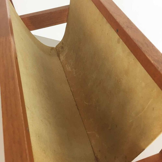 Image 1 of Danish Sika Mobler magazine rack in teak and leather by Kai KRISTIANSEN - 1960s