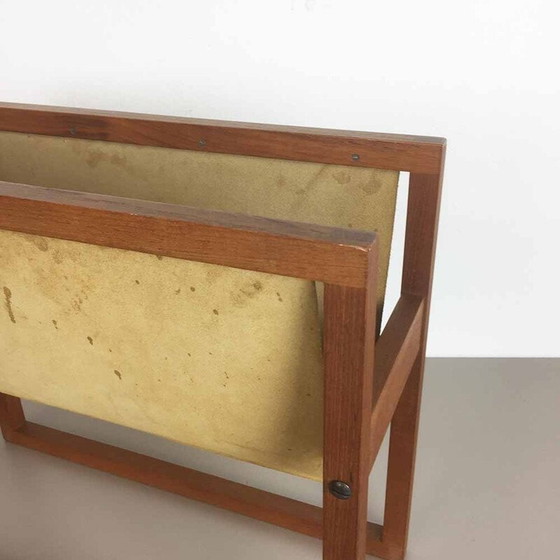 Image 1 of Danish Sika Mobler magazine rack in teak and leather by Kai KRISTIANSEN - 1960s