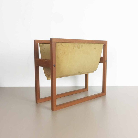 Image 1 of Danish Sika Mobler magazine rack in teak and leather by Kai KRISTIANSEN - 1960s