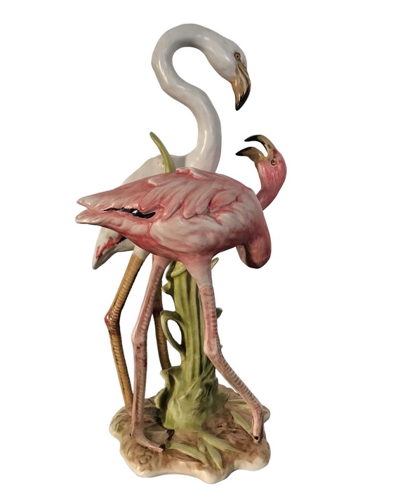 Image 1 of Goebel porcelain sculpture of 2 Flamingos