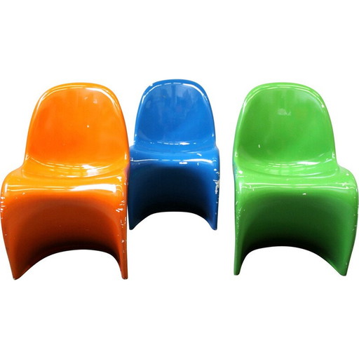 Set of 3 vintage fiberglass chairs by Verner Panton for Vitra