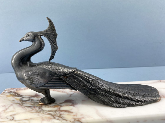 Image 1 of Set of Art Deco Bookends With Peacocks