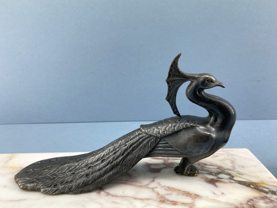 Image 1 of Set of Art Deco Bookends With Peacocks