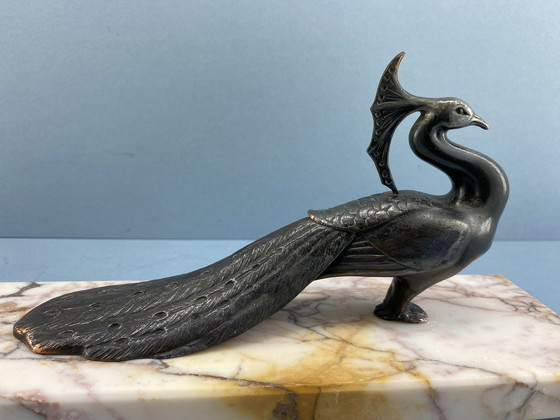 Image 1 of Set of Art Deco Bookends With Peacocks