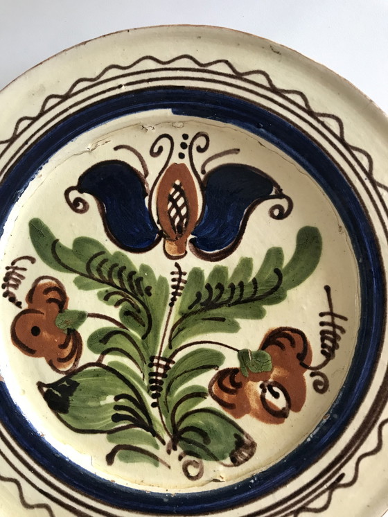 Image 1 of Clay Plate, Transylvania Pottery, Folk, Antique Peasant Plate