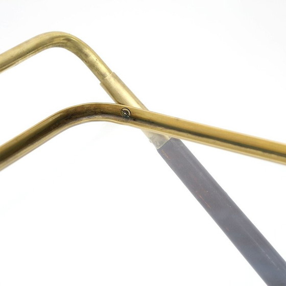 Image 1 of Carrello vintage in legno e ottone con piano in vetro, Italia 1950