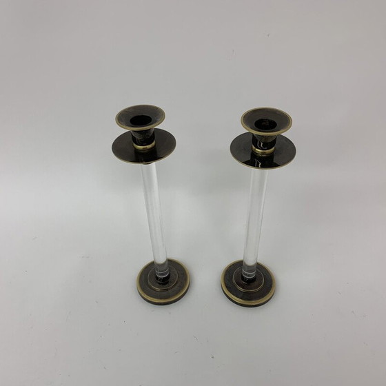 Image 1 of Pair of vintage Caravell candle holders in lucite, 1970