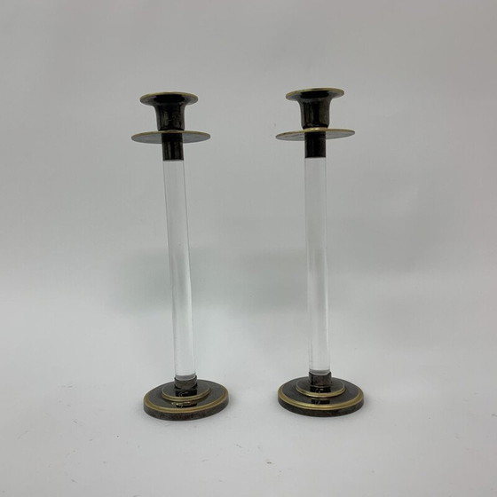 Image 1 of Pair of vintage Caravell candle holders in lucite, 1970