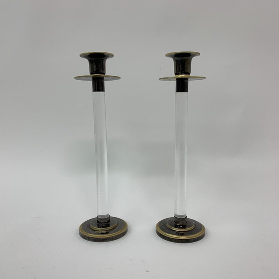 Image 1 of Pair of vintage Caravell candle holders in lucite, 1970