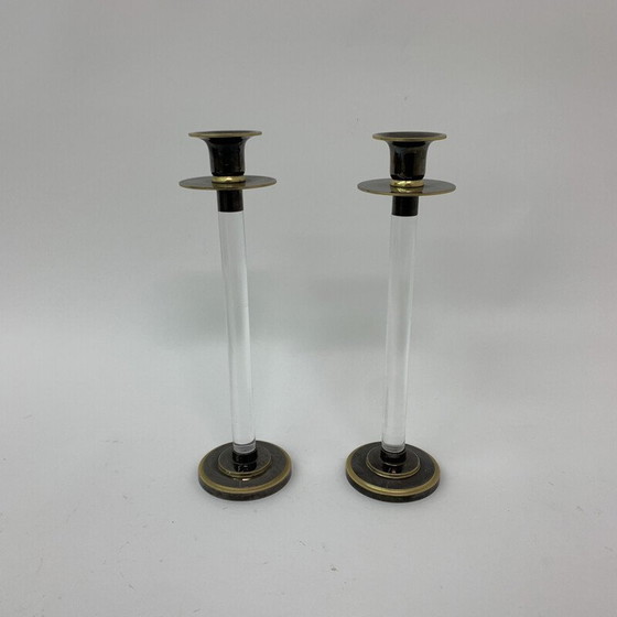 Image 1 of Pair of vintage Caravell candle holders in lucite, 1970