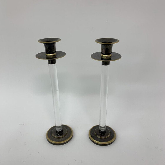 Image 1 of Pair of vintage Caravell candle holders in lucite, 1970