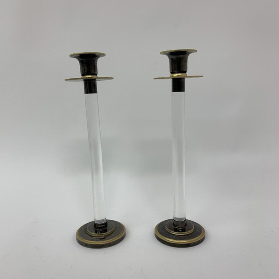 Image 1 of Pair of vintage Caravell candle holders in lucite, 1970
