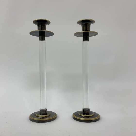 Image 1 of Pair of vintage Caravell candle holders in lucite, 1970