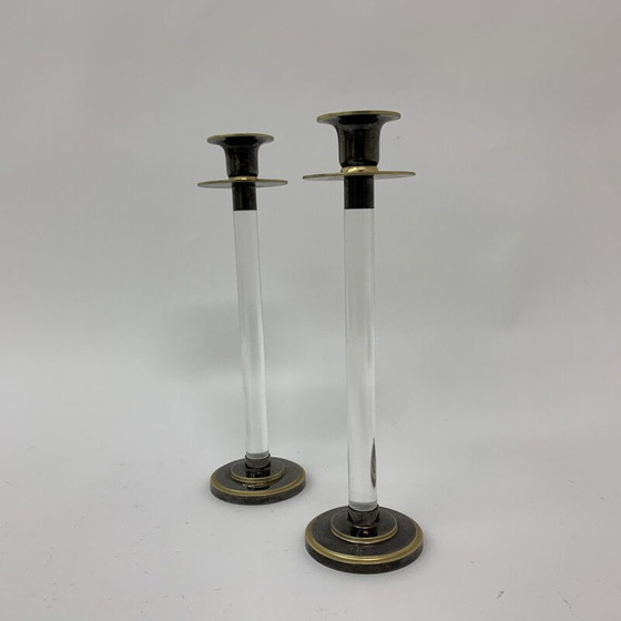 Image 1 of Pair of vintage Caravell candle holders in lucite, 1970