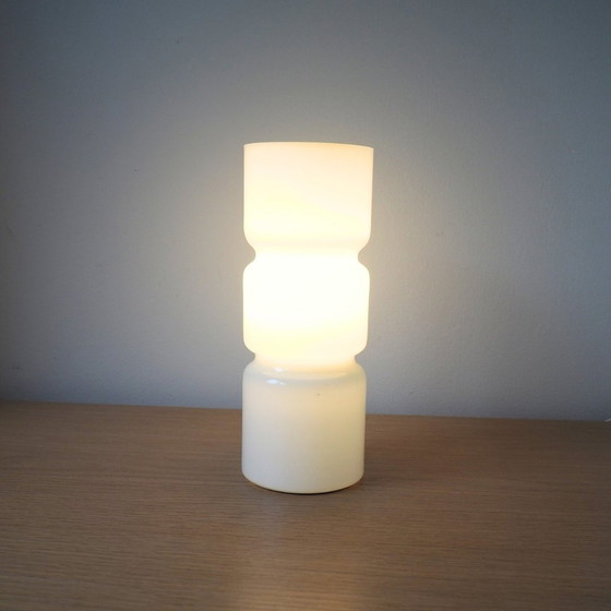 Image 1 of White Glass Funky Retro Table Lamp 1980S