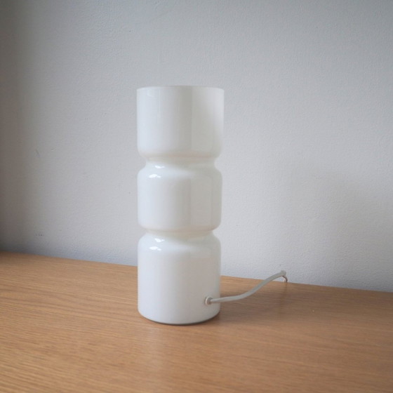 Image 1 of White Glass Funky Retro Table Lamp 1980S