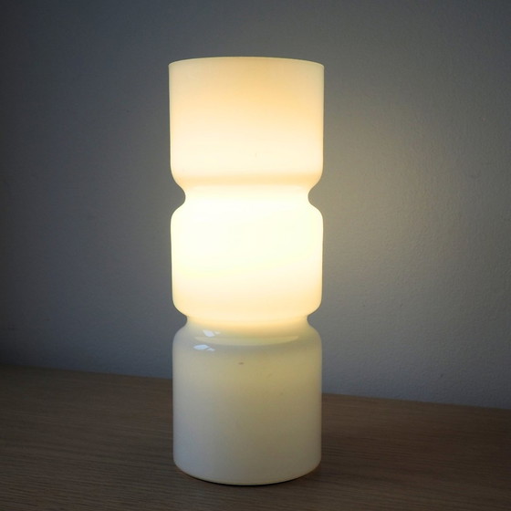 Image 1 of White Glass Funky Retro Table Lamp 1980S