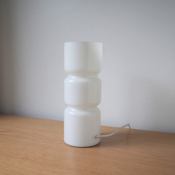 Image 1 of White Glass Funky Retro Table Lamp 1980S