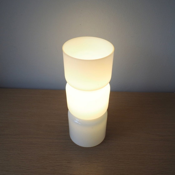 Image 1 of White Glass Funky Retro Table Lamp 1980S