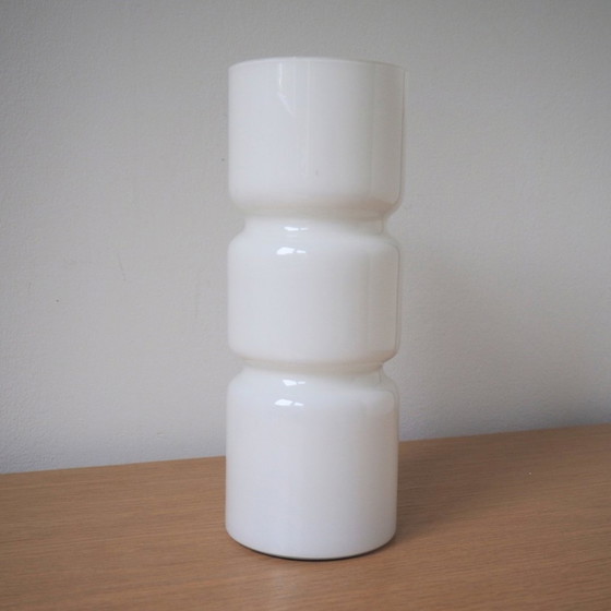 Image 1 of White Glass Funky Retro Table Lamp 1980S