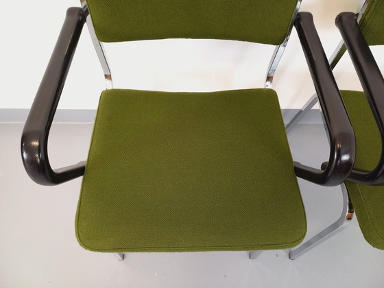 Image 1 of Pair Of Vintage 70's Fabric And Chrome Armchairs