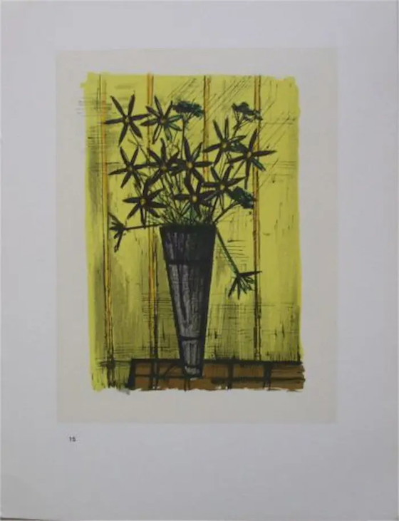 Image 1 of Bernard Buffet--Color lithograph Vase des Fleurs from 1967