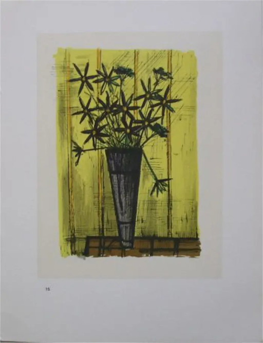 Bernard Buffet--Lithographie en couleurs Vase des Fleurs de 1967