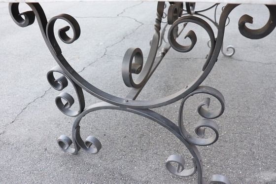 Image 1 of Table In Iron With Marble Top, Italy 1980S