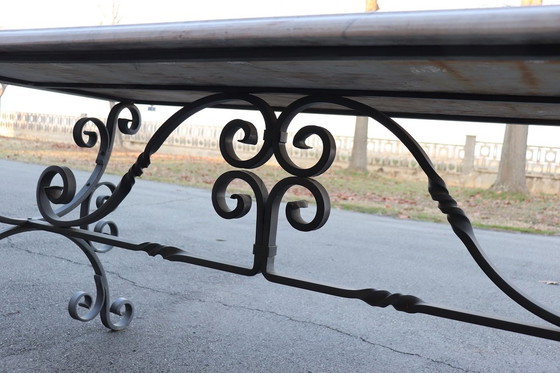 Image 1 of Table In Iron With Marble Top, Italy 1980S