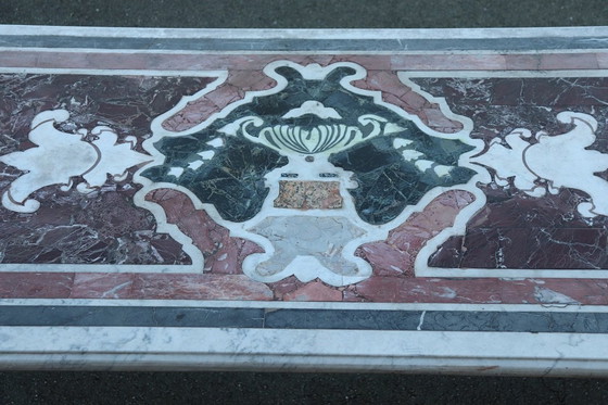 Image 1 of Table In Iron With Marble Top, Italy 1980S