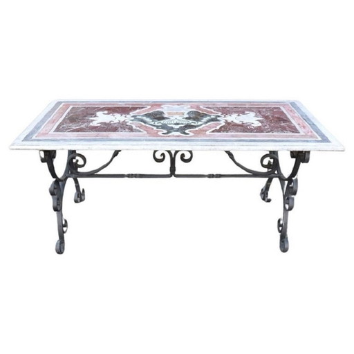 Table In Iron With Marble Top, Italy 1980S