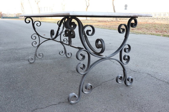 Image 1 of Table In Iron With Marble Top, Italy 1980S