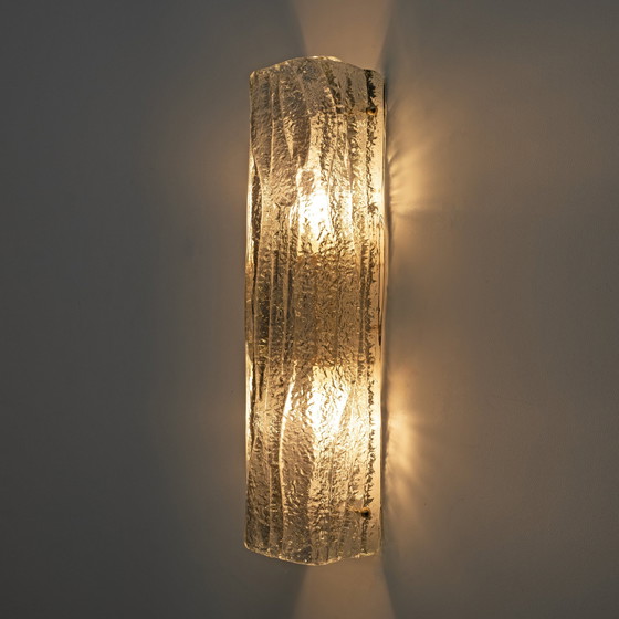 Image 1 of Pair Of Mazzega-Style Aquamarine Murano Glass Sconces