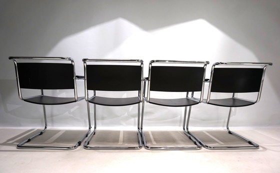 Image 1 of Ensemble de 4 chaises de salle à manger cantilever Bauhaus, 1980