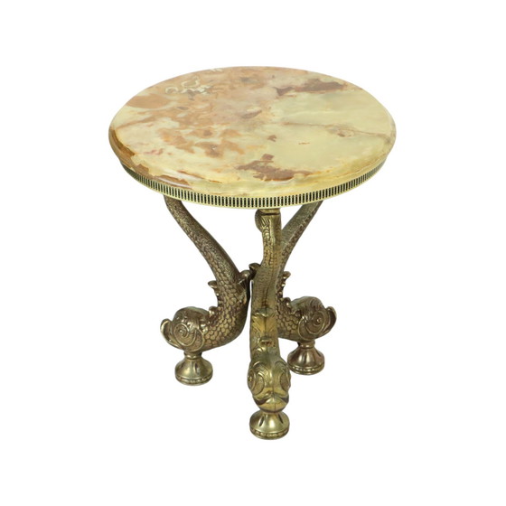 Image 1 of Side Table Onyx Marble Fish