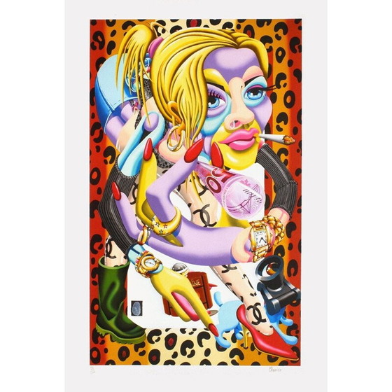 Image 1 of Vintage lithograph "Kate Moss" by Didier Chamizo, 2008