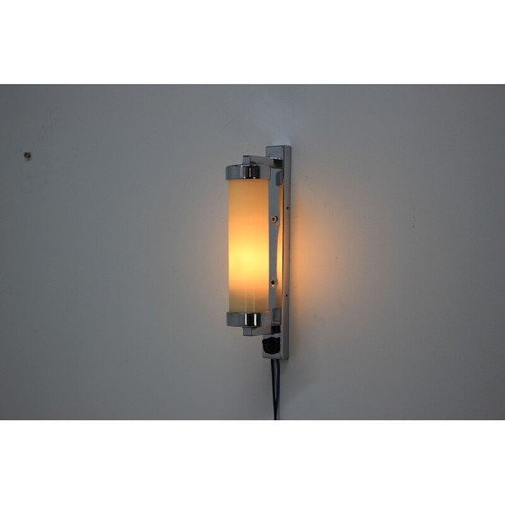 Image 1 of Lampada da parete vintage in vetro e metallo, Cecoslovacchia 1930