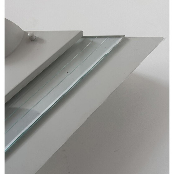 Image 1 of Pair of vintage wall lamp in white lacquered metal and glass, Germany 1970