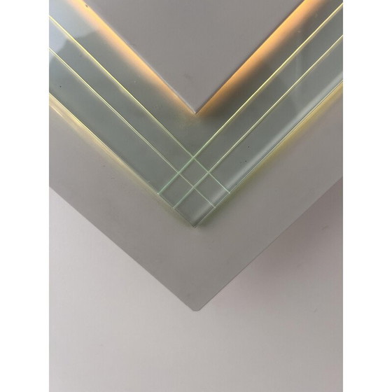 Image 1 of Pair of vintage wall lamp in white lacquered metal and glass, Germany 1970
