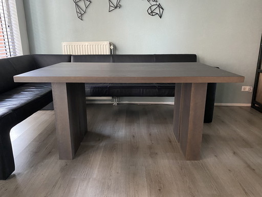 Dining Room Table Miro Solid Oak Grey Matt Lacquered