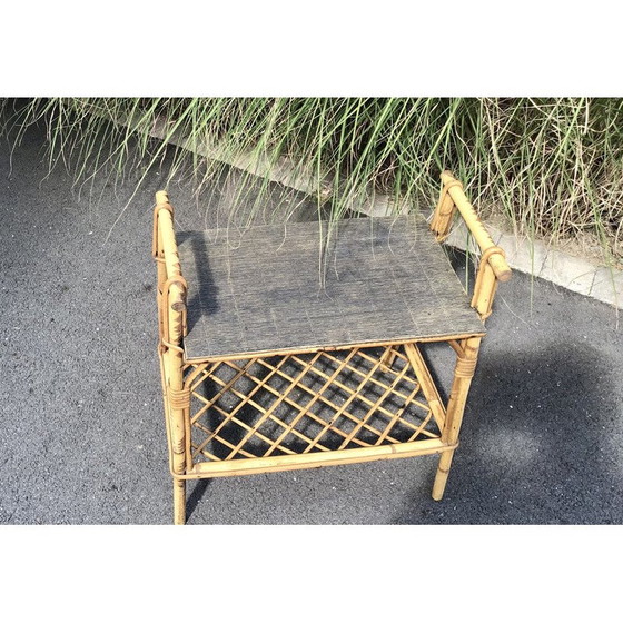 Image 1 of Vintage rattan side table