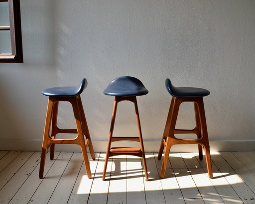 3X Erik Buch Model 61 Teak Bar Stools