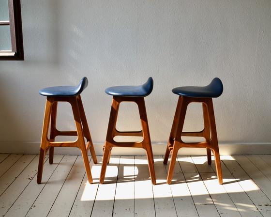 Image 1 of 3X Erik Buch Model 61 Teak Bar Stools