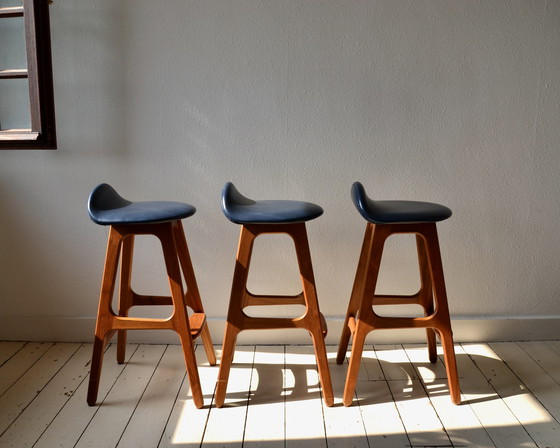 Image 1 of 3X Erik Buch Model 61 Teak Bar Stools