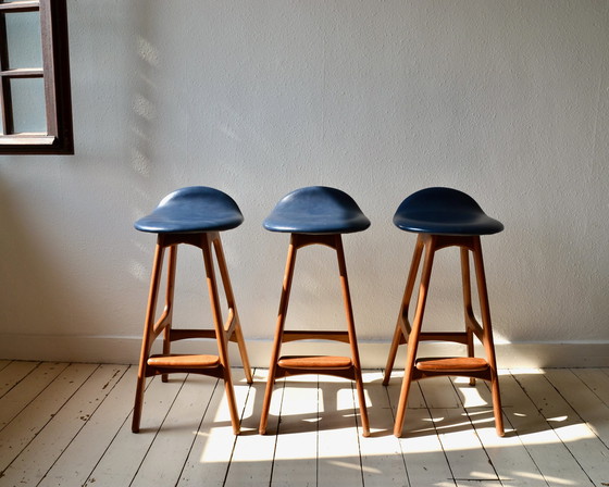 Image 1 of 3X Erik Buch Model 61 Teak Bar Stools